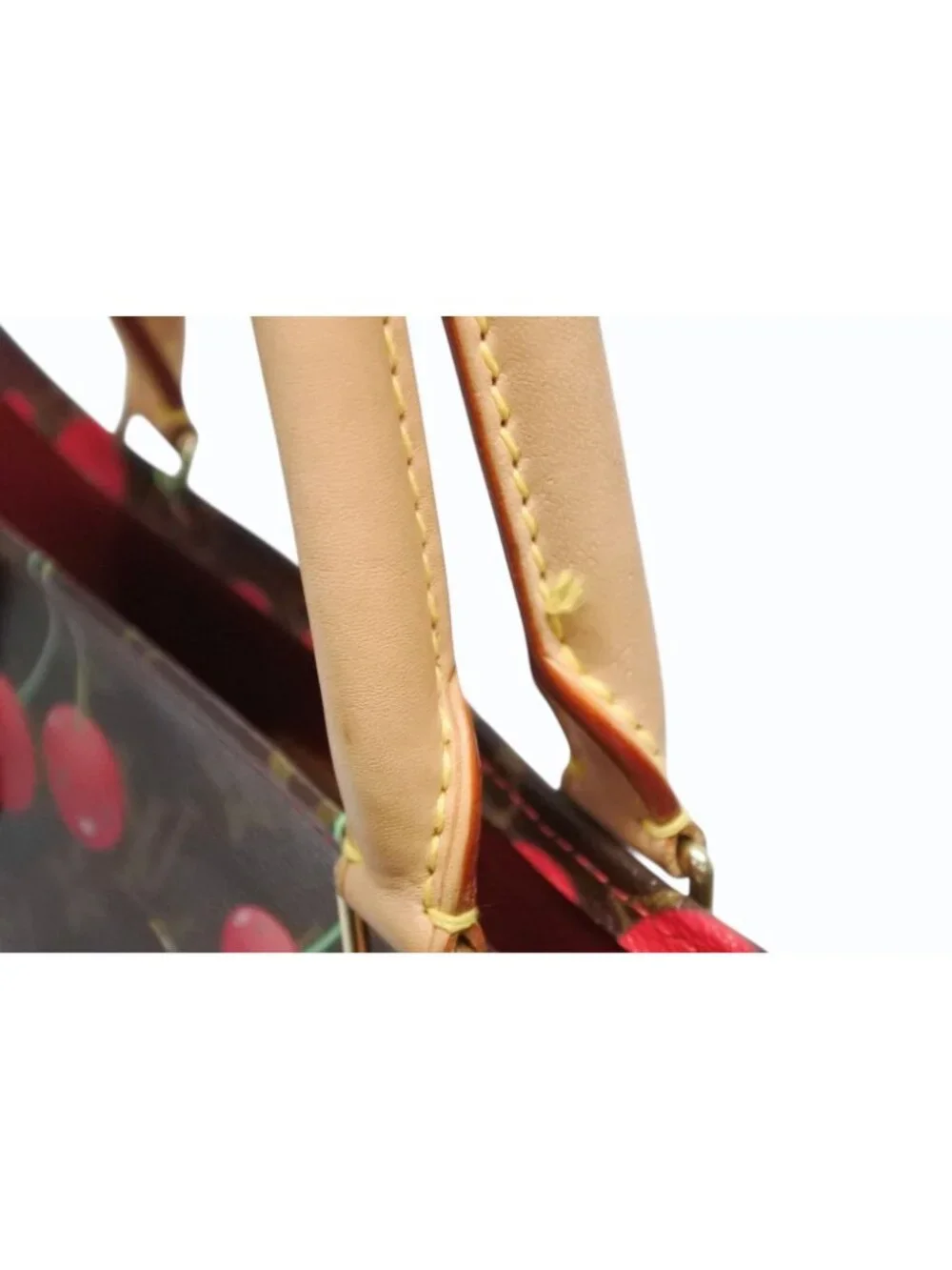 Louis Vuitton Monogram Cherry Sac Plat Tote Bag Brown Takashi Murakami Summer
